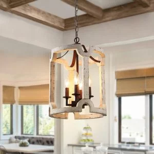 Wood Cylinder Drum Pendant Light